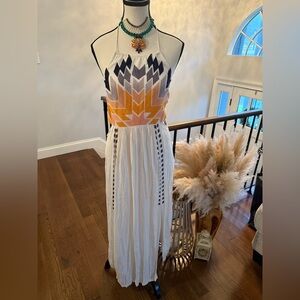 Rip Curl Cream Halter Maxi Sundress fits like XS
